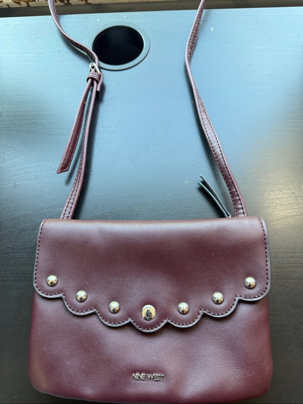 Nine West Plum Scalloped Stud Crossbody Bag - Picture 10 of 11